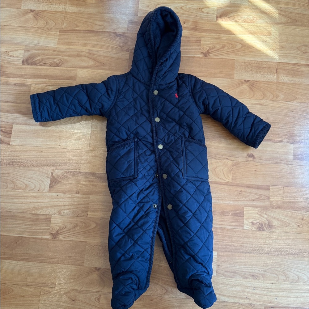 POLO RALPH LAUREN Baby Girl's Hooded Quilted Coverall bunting footie